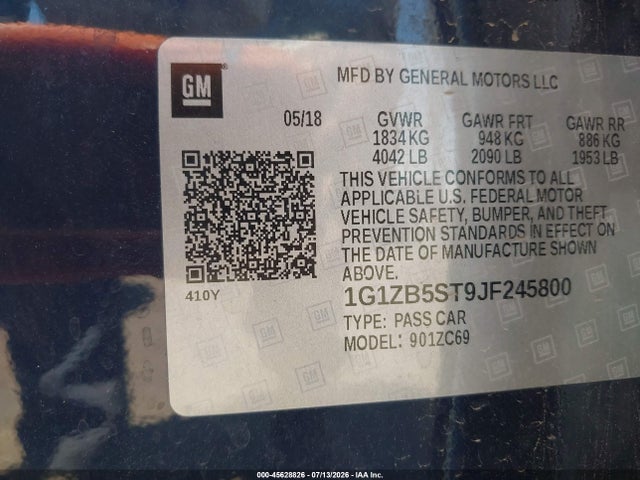 1G1ZB5ST9JF245800 Chevrolet Malibu 1ls