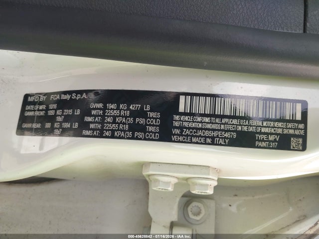 45628842 :رقم المزاد ، ZACCJADB5HPE54679 vin ، 2017 Jeep Renegade Limited مزاد بيع