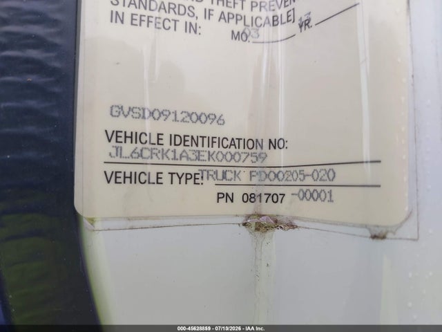 Aukcja sprzedaży 2014 Mitsubishi Fuso Truck Fe, vin: JL6CRK1A3EK000759, numer aukcji: 45628859