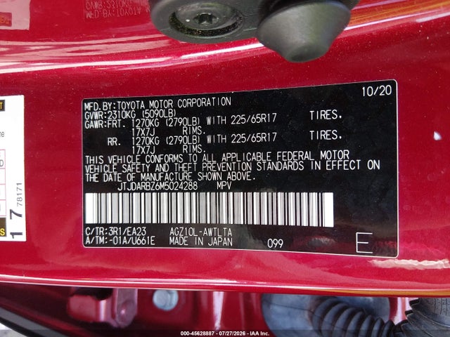 Aukcja sprzedaży 2021 Lexus Nx 300, vin: JTJDARBZ6M5024288, numer aukcji: 45628887