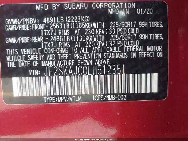 Subaru Forester Premium 2020 JF2SKAJC0LH512351 Image 9