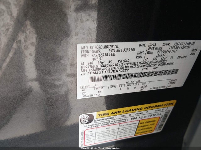 1FMJU1JT3JEA70227 Ford Expedition Xlt