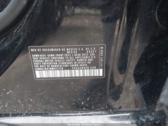 2021 Volkswagen Jetta 1.4t R-line/1.4t S მანქანა იყიდება აუქციონზე, vin: 3VWN57BU7MM071728, აუქციონის ნომერი: 45628920