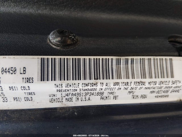 2003 Jeep Wrangler Sport მანქანა იყიდება აუქციონზე, vin: 1J4FA49S13P341898, აუქციონის ნომერი: 45628955