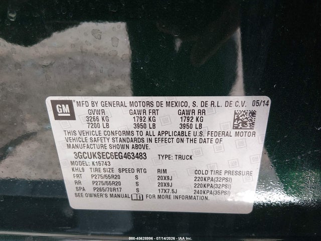 Chevrolet Silverado 1500 Ltz 2014 3GCUKSEC6EG463483 Image 9
