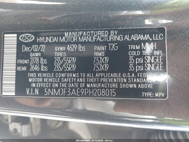 Продаж на аукціоні авто 2023 Hyundai Tucson Sel, vin: 5NMJF3AE9PH208015, номер лоту: 45628997