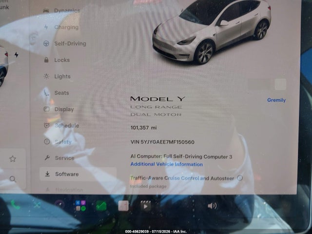 Aukcja sprzedaży 2021 Tesla Model Y Long Range Dual Motor All-wheel Drive, vin: 5YJYGAEE7MF150560, numer aukcji: 45629039