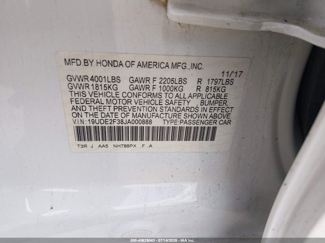 Продаж на аукціоні авто 2018 Acura Ilx Acurawatch Plus Package, vin: 19UDE2F38JA000888, номер лоту: 45629043