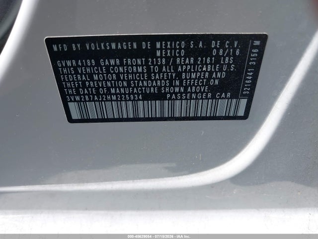 Volkswagen Jetta 1.4t S 2017 3VW2B7AJ2HM225934 Image 9