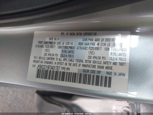 Aukcja sprzedaży 2015 Mazda Cx-5 Touring, vin: JM3KE2CY9F0491787, numer aukcji: 45629130