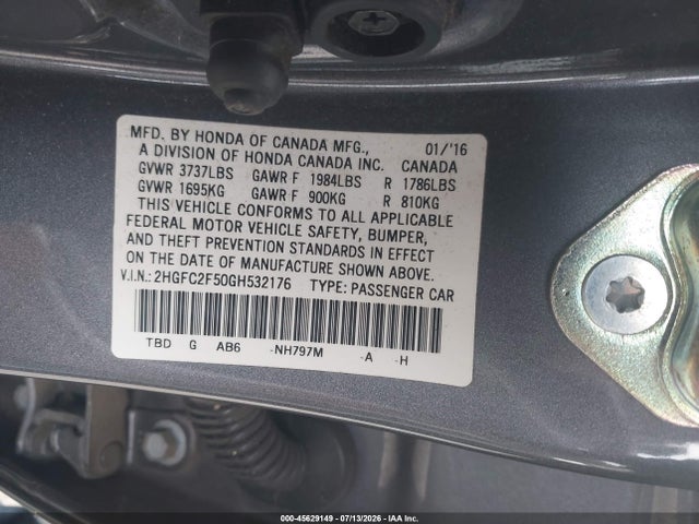 2HGFC2F50GH532176 Honda Civic Lx