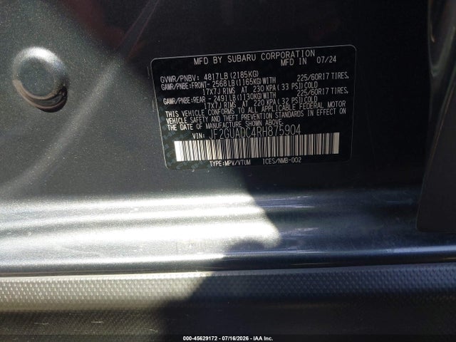 Subaru Crosstrek Premium 2024 JF2GUADC4RH875904 Image 9