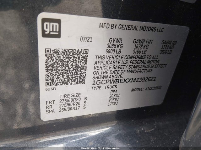 Продаж на аукціоні авто 2021 Chevrolet Silverado 1500 2wd  Short Bed Custom, vin: 1GCPWBEKXMZ392621, номер лоту: 45629203