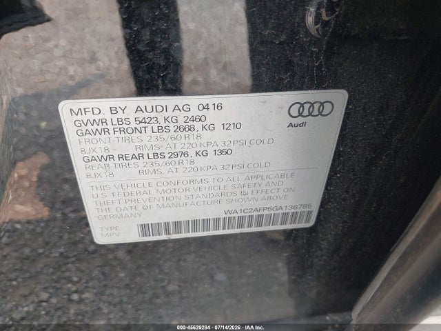 Audi Q5 2.0t Premium 2016 WA1C2AFP5GA136785 Image 9