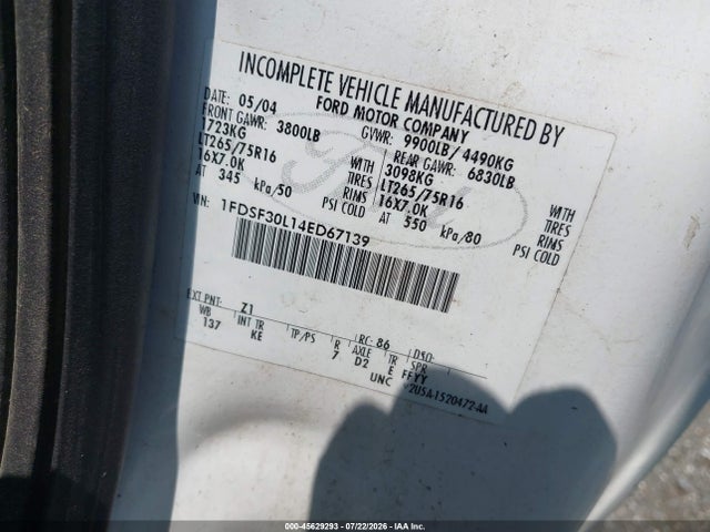 2004 Ford F-350 მანქანა იყიდება აუქციონზე, vin: 1FDSF30L14ED67139, აუქციონის ნომერი: 45629293