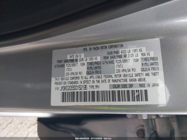 45629325 :رقم المزاد ، JM3KE2CE6D0152195 vin ، 2013 Mazda Cx-5 Touring مزاد بيع