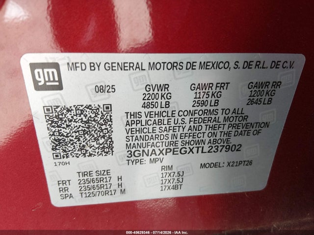 Chevrolet Equinox Awd Lt 2026 3GNAXPEGXTL237902 Image 9
