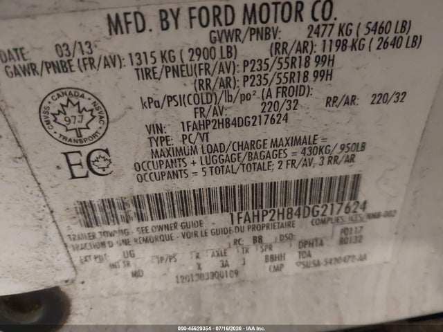 Продажа на аукционе авто 2013 Ford Taurus Sel, vin: 1FAHP2H84DG217624, номер лота: 45629354