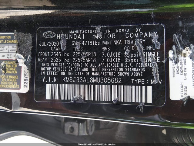 Продажа на аукционе авто 2021 Hyundai Tucson Sel, vin: KM8J33AL8MU305682, номер лота: 45629373