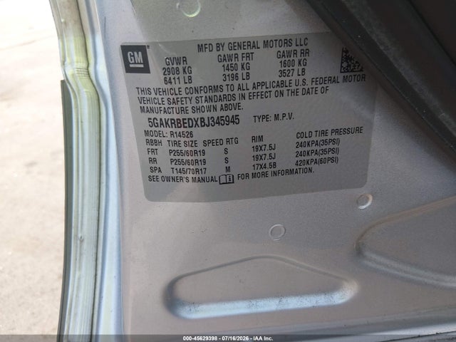 Продаж на аукціоні авто 2011 Buick Enclave 1xl, vin: 5GAKRBEDXBJ345945, номер лоту: 45629398