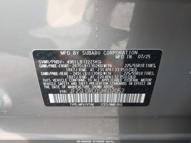 Aukcja sprzedaży 2025 Subaru Forester Limited, vin: JF2SLDRC0SH602052, numer aukcji: 45629399