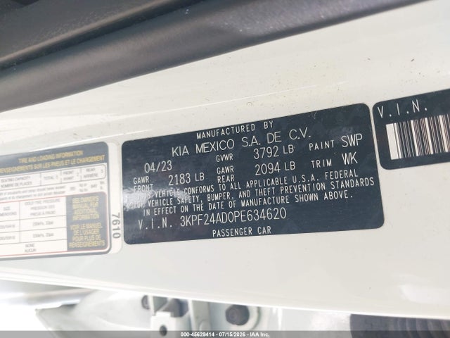 Продаж на аукціоні авто 2023 Kia Forte Lxs, vin: 3KPF24AD0PE634620, номер лоту: 45629414