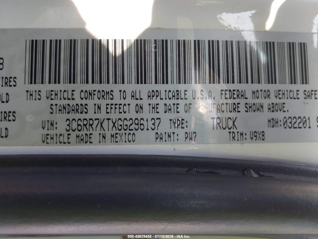 Продажа на аукционе авто 2016 Ram 1500 Express, vin: 3C6RR7KTXGG296137, номер лота: 45629458