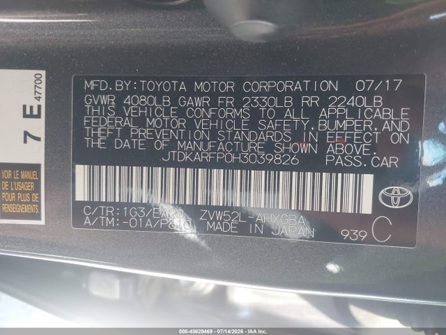 JTDKARFP0H3039826 Toyota Prius Prime Premium