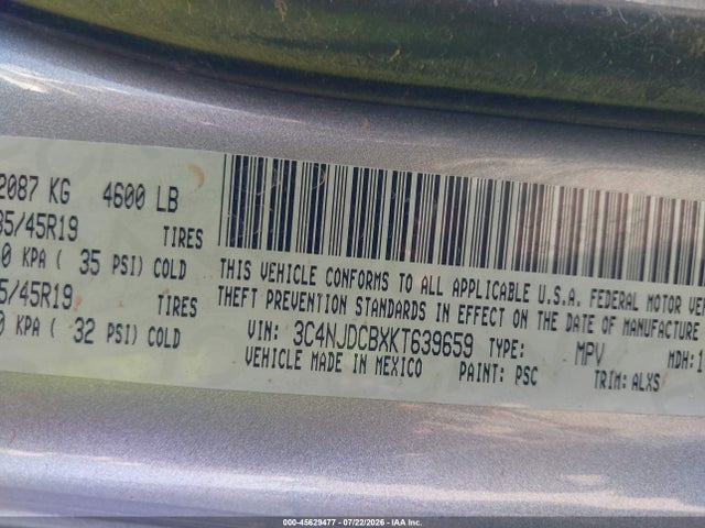 3C4NJDCBXKT639659 Jeep Compass Limited 4x4