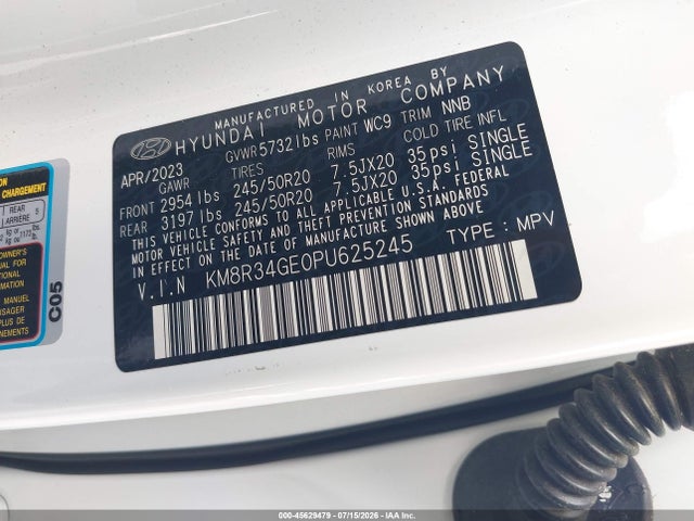 Продаж на аукціоні авто 2023 Hyundai Palisade Xrt, vin: KM8R34GE0PU625245, номер лоту: 45629479