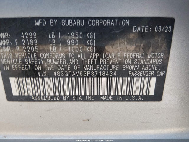Продаж на аукціоні авто 2023 Subaru Impreza Premium 5-door, vin: 4S3GTAV63P3718434, номер лоту: 45629527