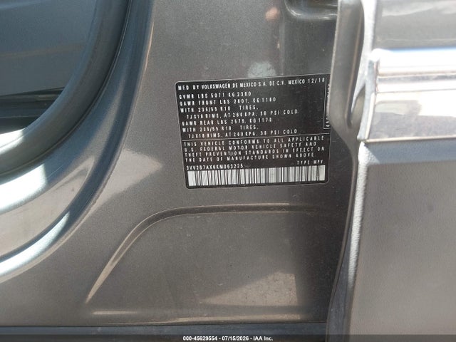 45629554 :رقم المزاد ، 3VV2B7AX6KM063225 vin ، 2019 Volkswagen Tiguan 2.0t Se/2.0t Sel/2.0t Sel R-line/2.0t Sel R-line Black مزاد بيع