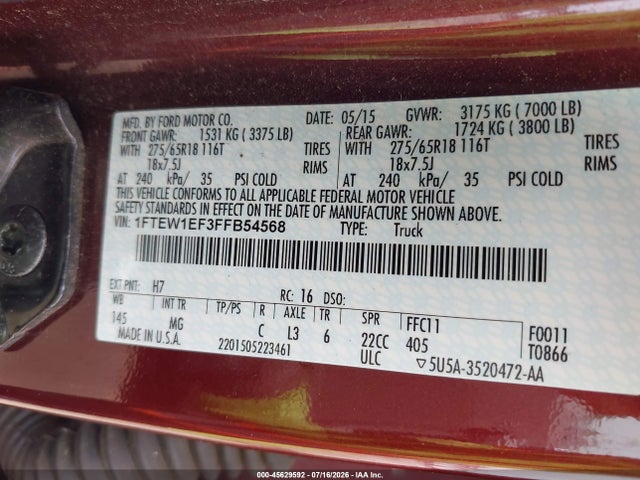 Ford F-150 Xlt 2015 1FTEW1EF3FFB54568 Image 9