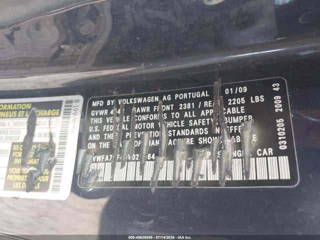 Продажа на аукционе авто 2009 Volkswagen Eos Lux, vin: WVWFA71F49V021064, номер лота: 45629599