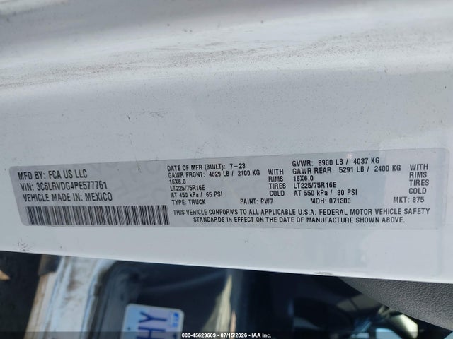 3C6LRVDG4PE577761 RAM Promaster 2500 High Roof 159 Wb