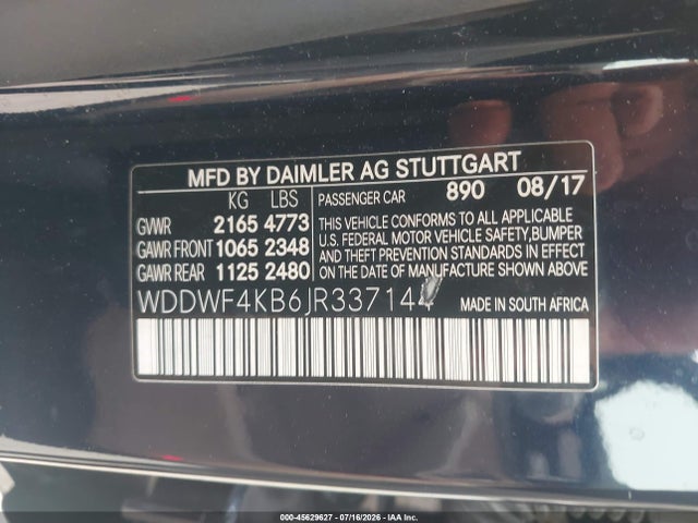WDDWF4KB6JR337144 Mercedes-Benz C 300 4matic