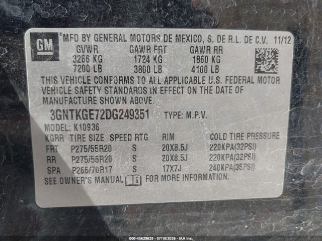 Продаж на аукціоні авто 2013 Chevrolet Avalanche Ltz, vin: 3GNTKGE72DG249351, номер лоту: 45629628