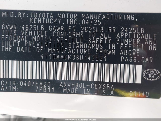 Toyota CAMRY SE 2025 4T1DAACK3SU143551 Image 9
