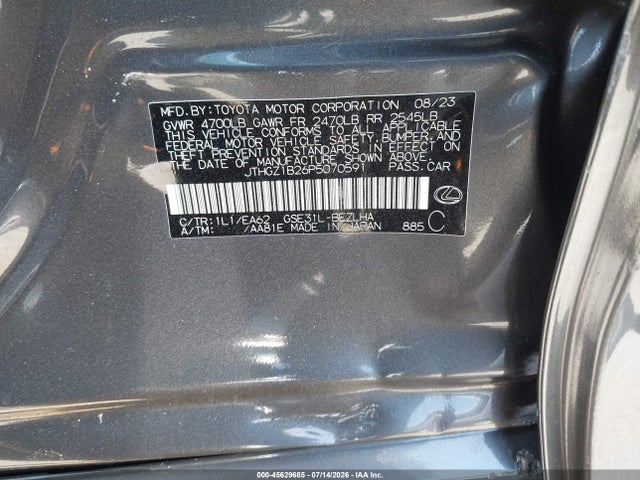 Продаж на аукціоні авто 2023 Lexus Is 350 F Sport, vin: JTHGZ1B26P5070591, номер лоту: 45629685