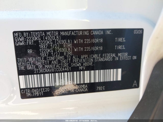2T36CRAV8TC004461 Toyota Rav4 Xle Premium