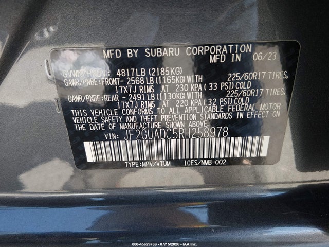 Subaru Crosstrek Premium 2024 JF2GUADC5RH258978 Image 9