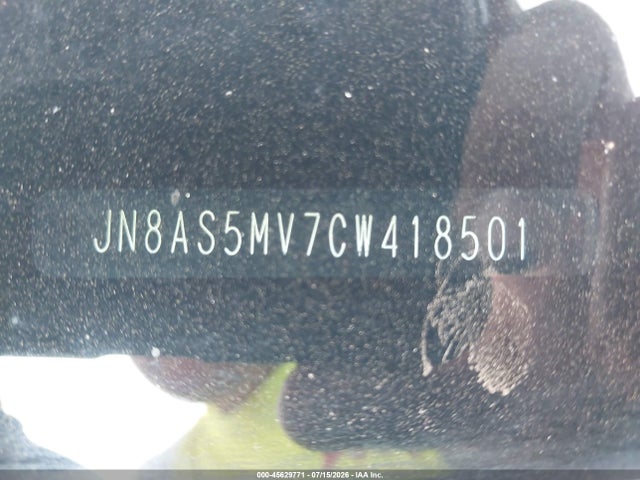 45629771 :رقم المزاد ، JN8AS5MV7CW418501 vin ، 2012 Nissan Rogue Sv W/sl Pkg مزاد بيع