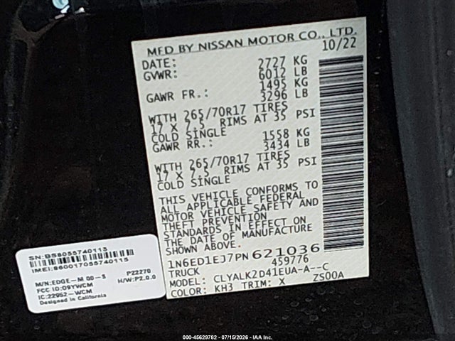 Nissan Frontier Pro-x 4x2 2023 1N6ED1EJ7PN621036 Image 9