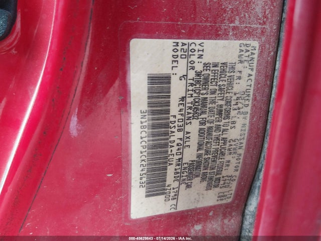 2012 Nissan Versa 1.8 S მანქანა იყიდება აუქციონზე, vin: 3N1BC1CP1CK245632, აუქციონის ნომერი: 45629843