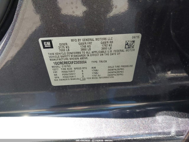 1GCRCREC6FZ303004 Chevrolet Silverado 1500 Lt