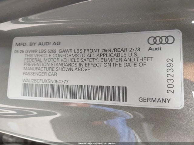 Aukcja sprzedaży 2025 Audi All-new A5 Premium Plus Tfsi Quattro S Tronic, vin: WAU2BCFUXSN054777, numer aukcji: 45629854