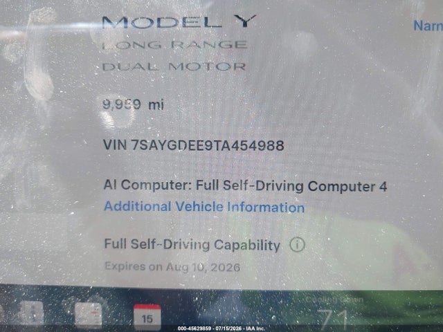 Продаж на аукціоні авто 2026 Tesla Model Y All-wheel Drive/long Range Launch Series/premium All-wheel Drive, vin: 7SAYGDEE9TA454988, номер лоту: 45629859