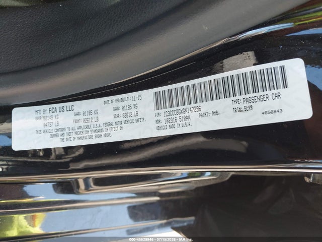 2016 Chrysler 200 S მანქანა იყიდება აუქციონზე, vin: 1C3CCCBGXGN147296, აუქციონის ნომერი: 45629946