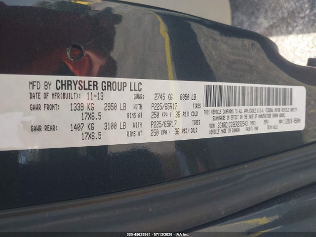 45629961 :رقم المزاد ، 2C4RC1CG9ER232543 vin ، 2014 Chrysler Town & Country Touring-l مزاد بيع