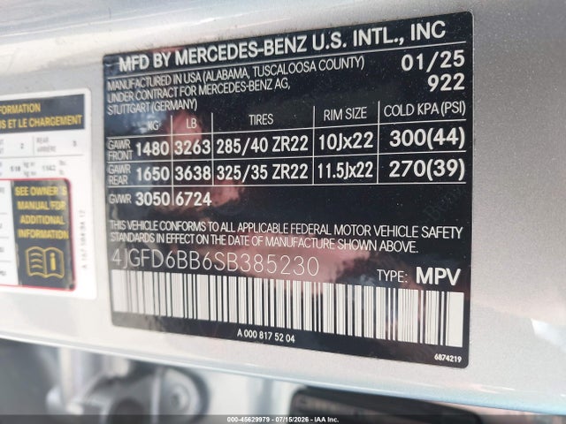 Продажа на аукционе авто 2025 Mercedes-benz Amg Gle 53 Coupe 4matic+, vin: 4JGFD6BB6SB385230, номер лота: 45629979